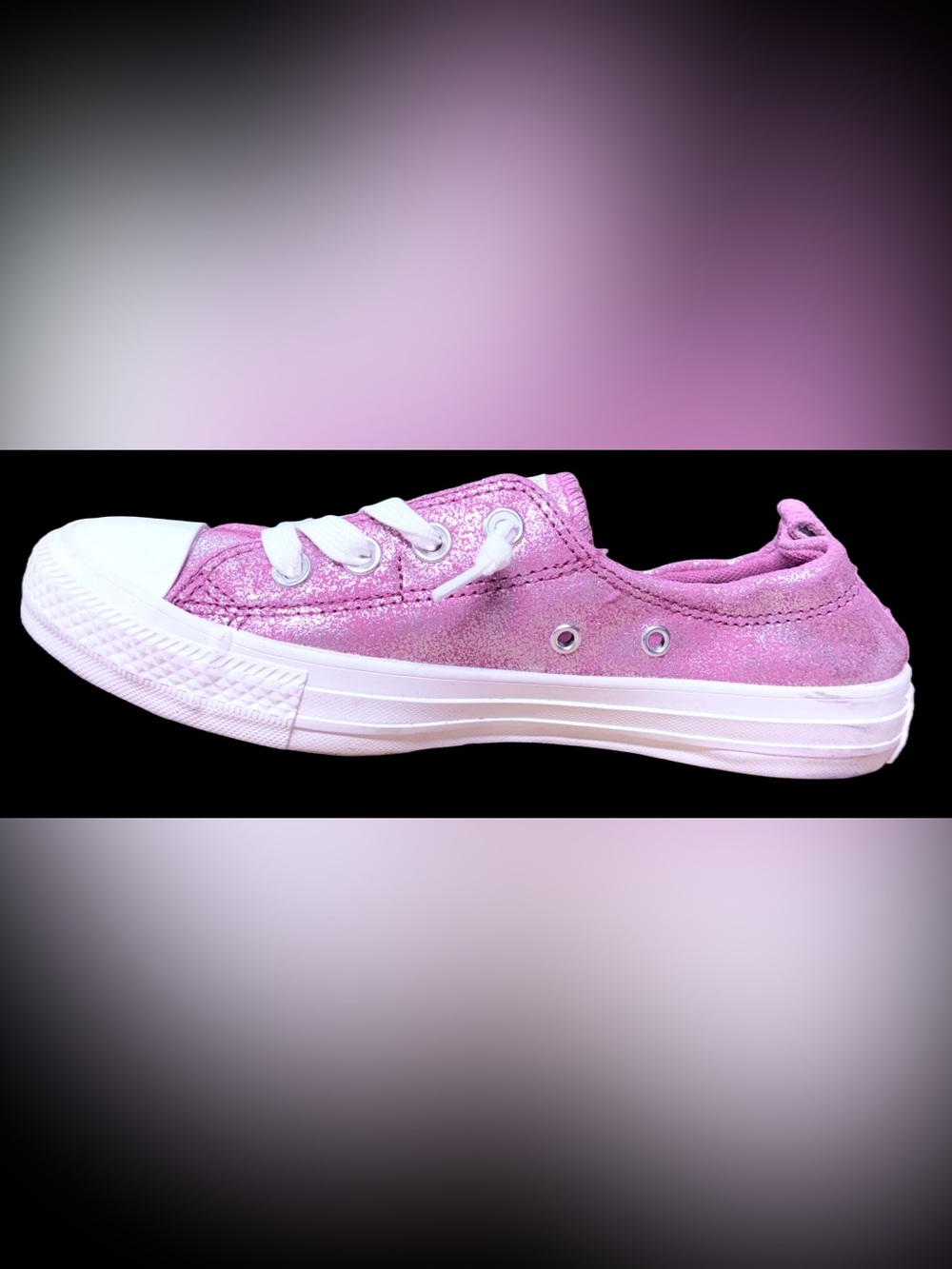 Converse Pink Glitter Low-Top Sneakers with White Accents - Picture 3 of 8